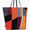 Arty patch bag with large handles