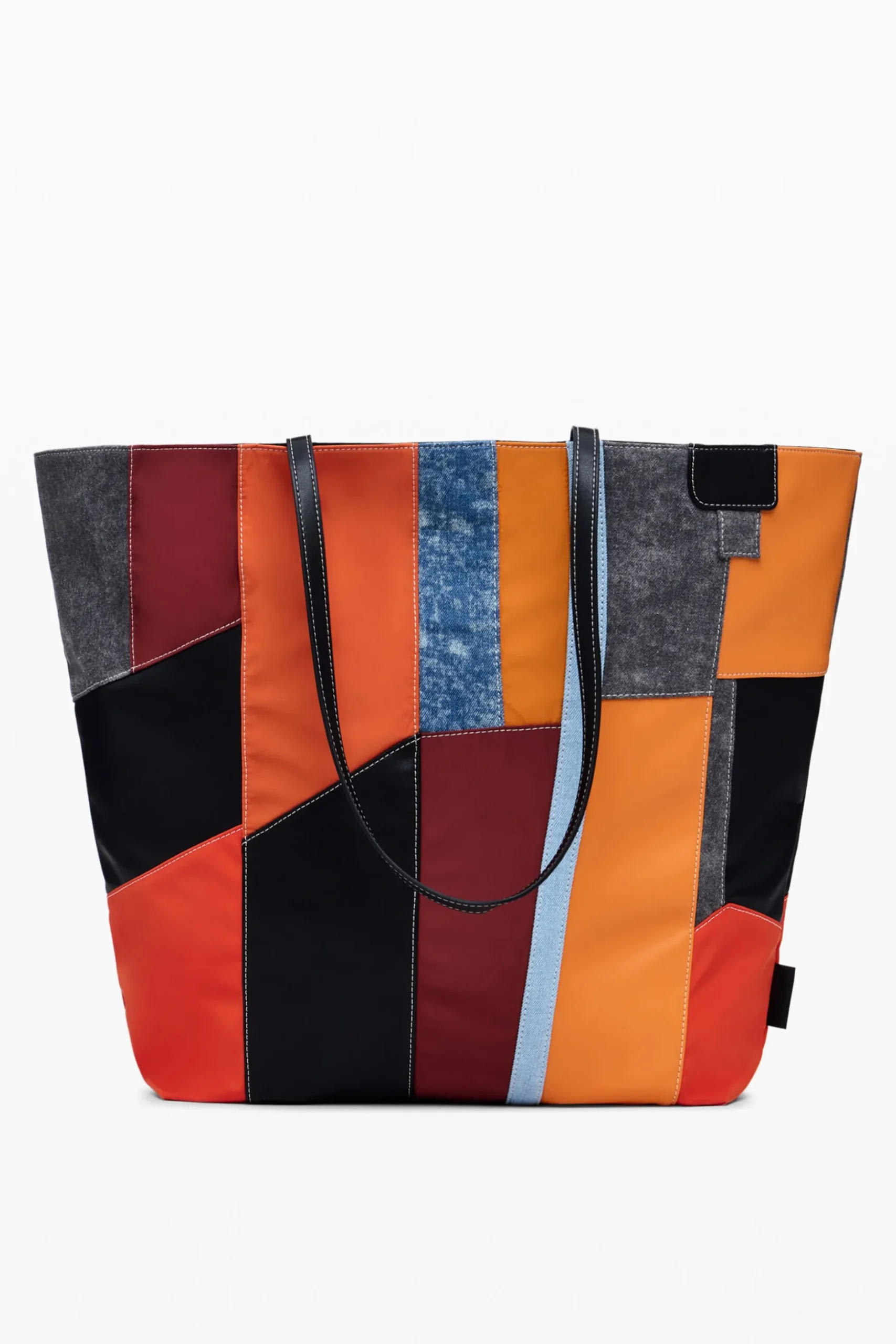 Arty patch bag with large handles