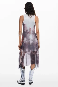 Asymmetric floral dress