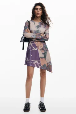 Asymmetric printed dress