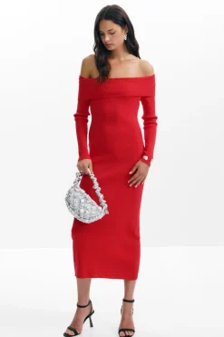 Bardot neckline dress