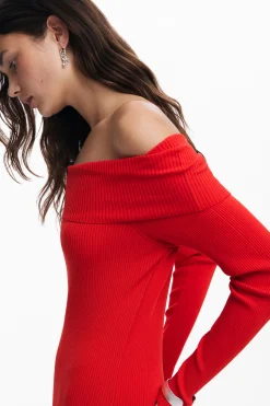 Bardot neckline dress