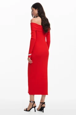 Bardot neckline dress