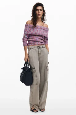 Bardot neckline sweater