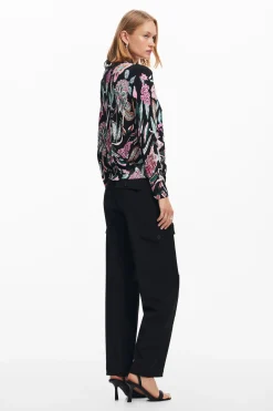 Botanical print knit sweater