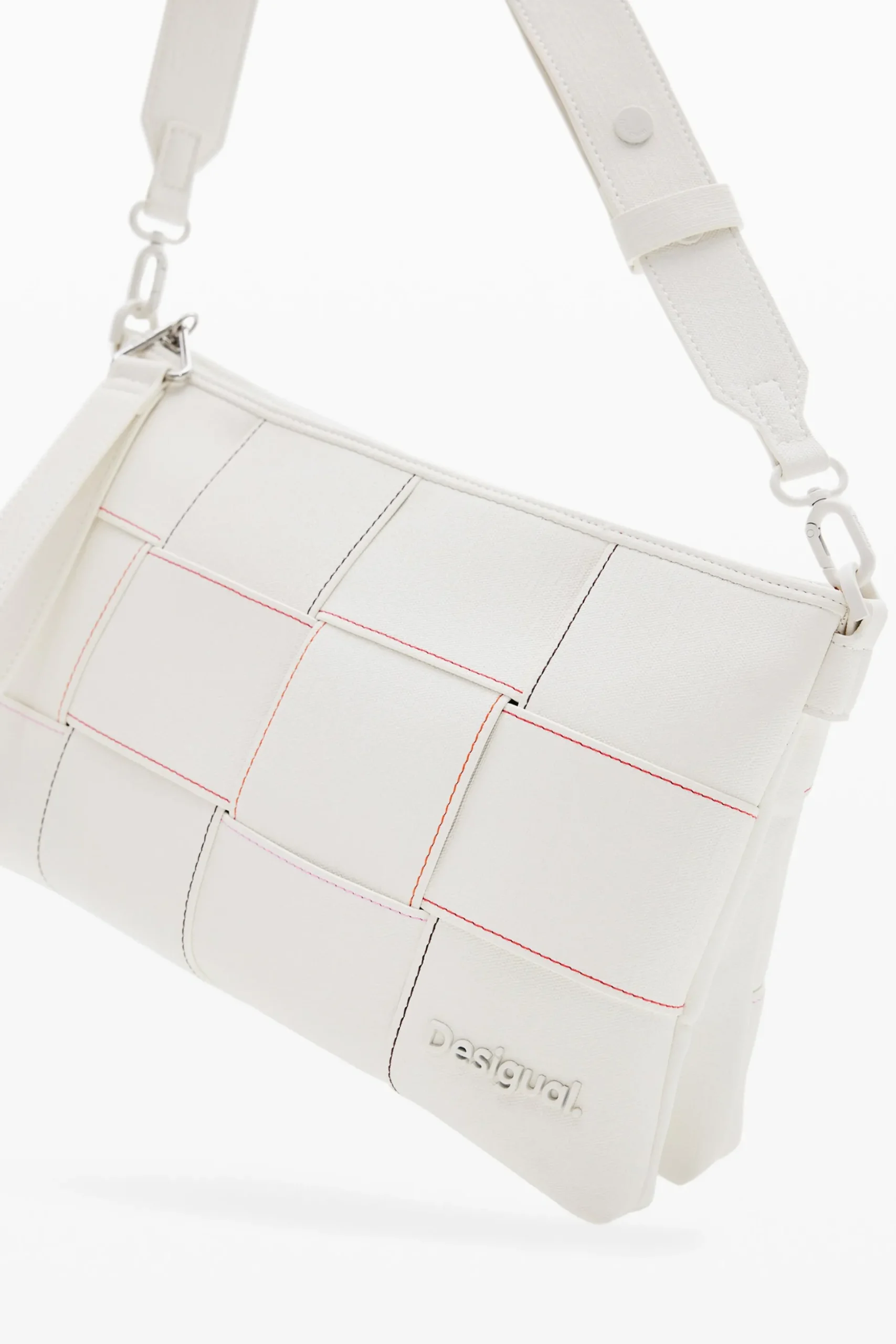 Braided crossbody bag M with topstitching