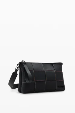 Braided crossbody bag M with topstitching