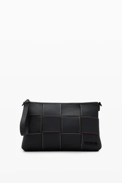 Braided crossbody bag M with topstitching