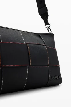 Braided crossbody bag M with topstitching