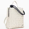Circle pattern faux leather backpack