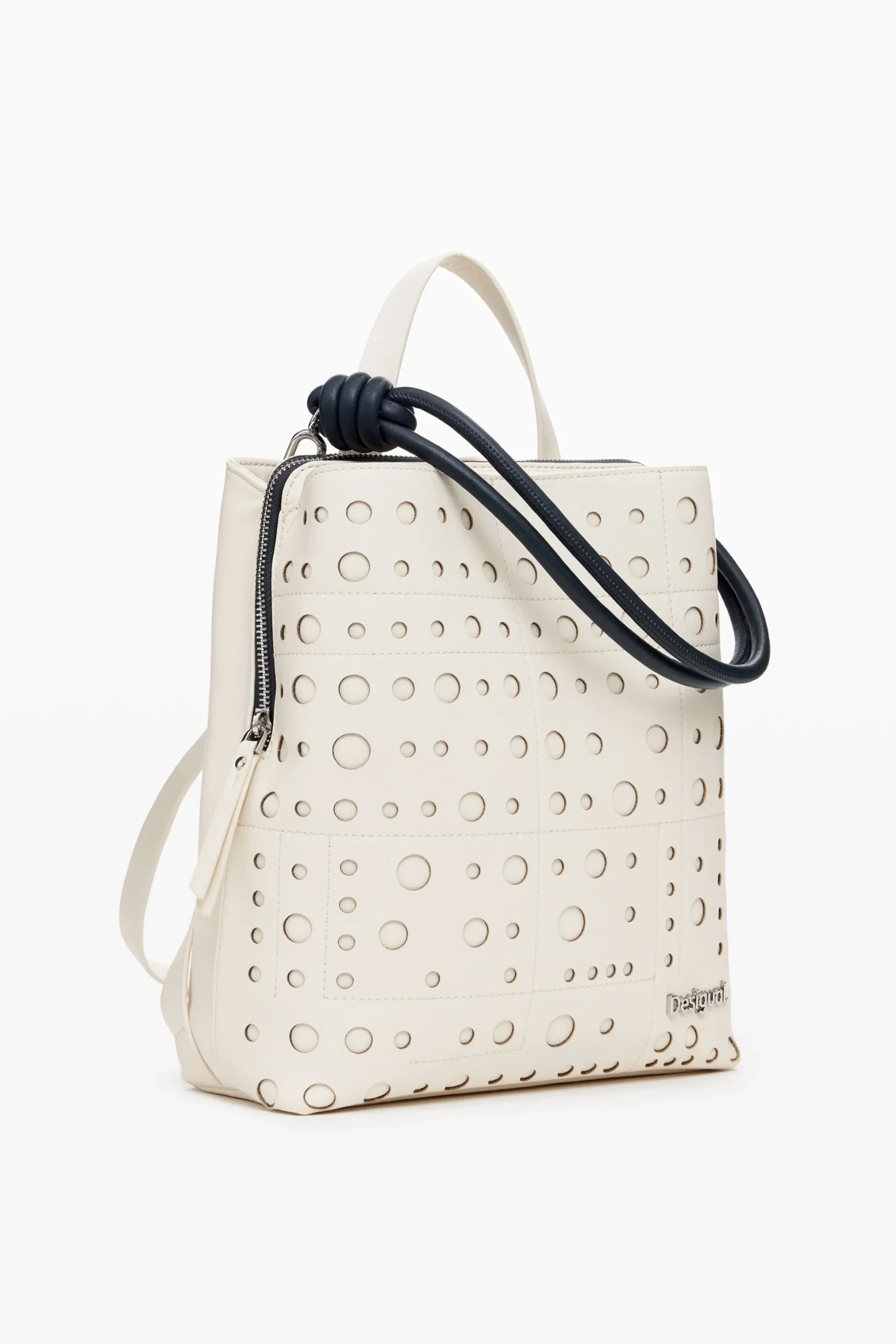 Circle pattern faux leather backpack