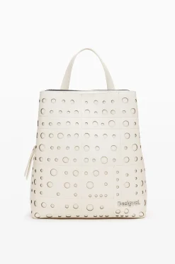 Circle pattern faux leather backpack