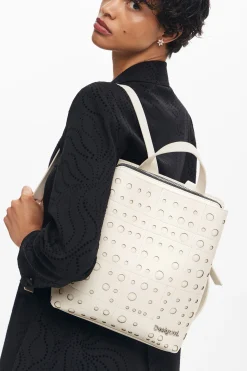 Circle pattern faux leather backpack
