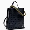 Circle pattern faux leather backpack