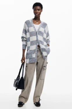 Combined knit cardigan