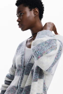 Combined knit cardigan