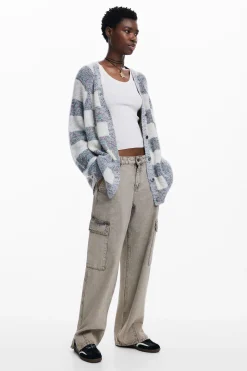 Combined knit cardigan