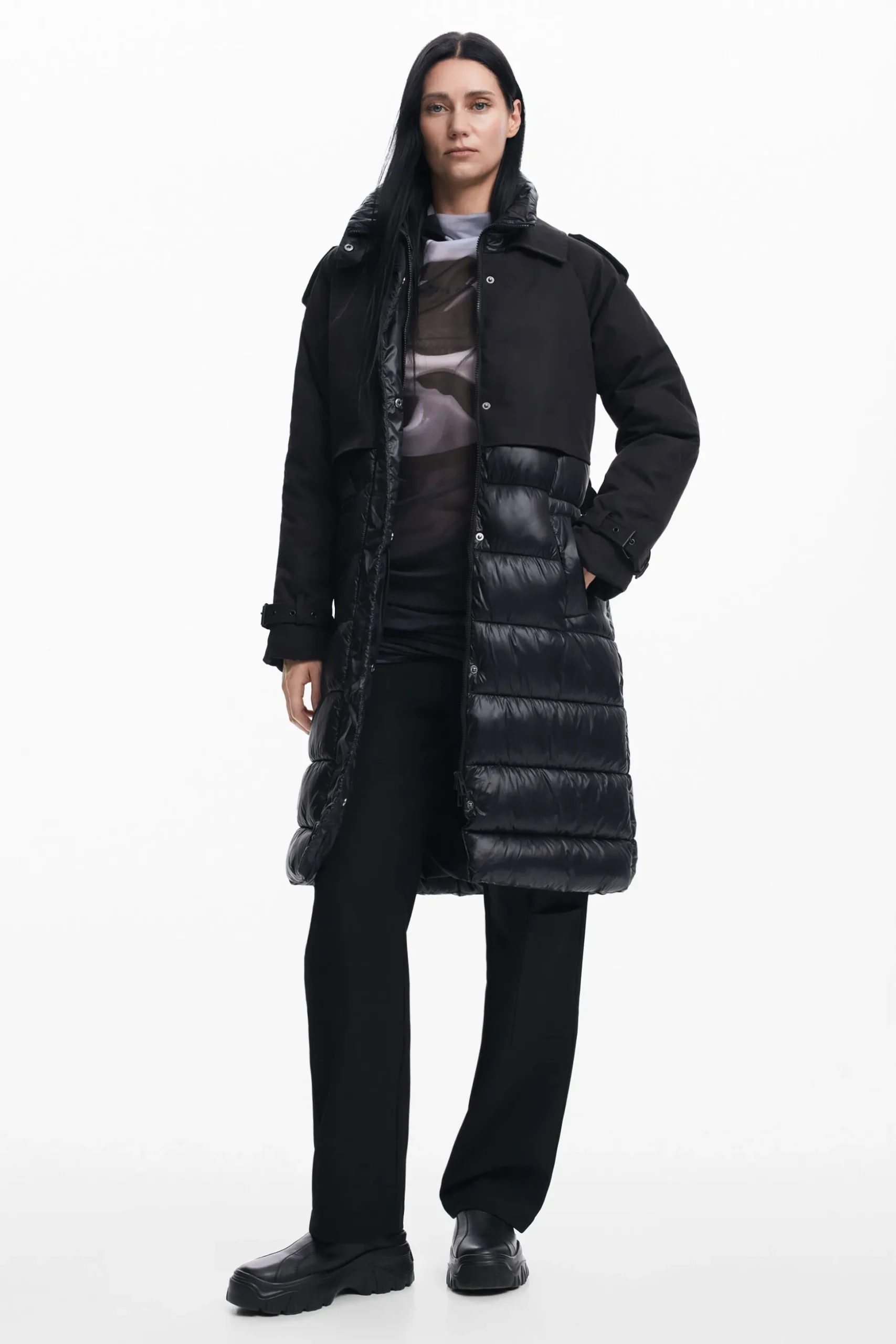 Combined padded coat