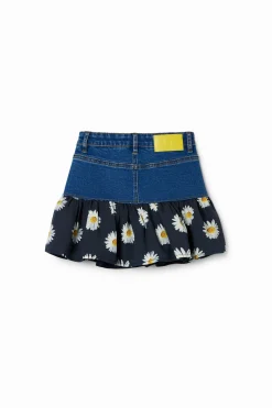 Daisy ruffle denim mini skirt