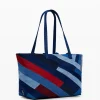 Denim bag with stripes
