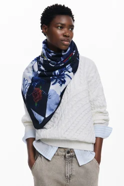 Denim floral scarf