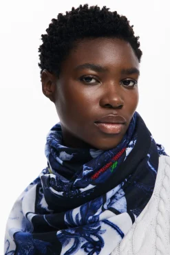 Denim floral scarf