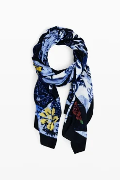 Denim floral scarf