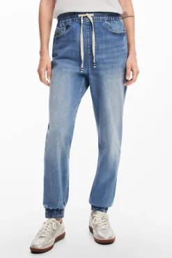 Denim jogger pants