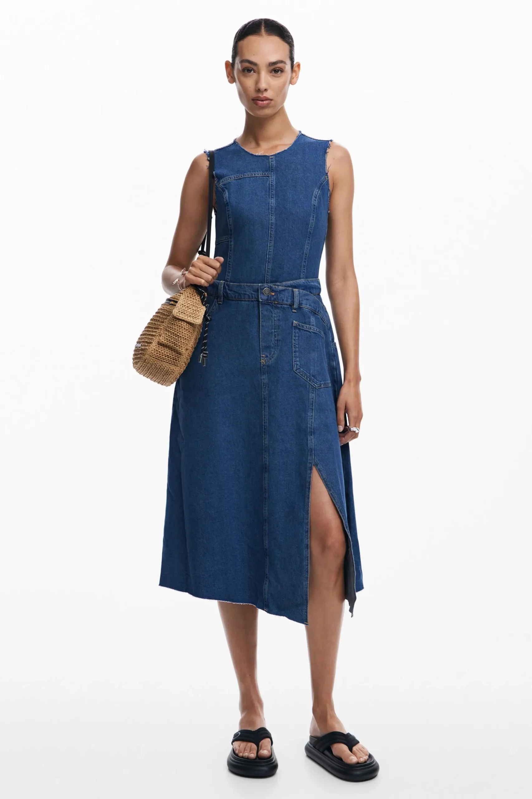 Denim midi dress