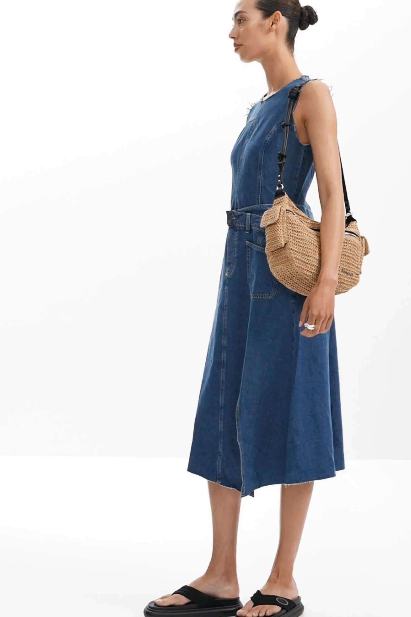 Denim midi dress