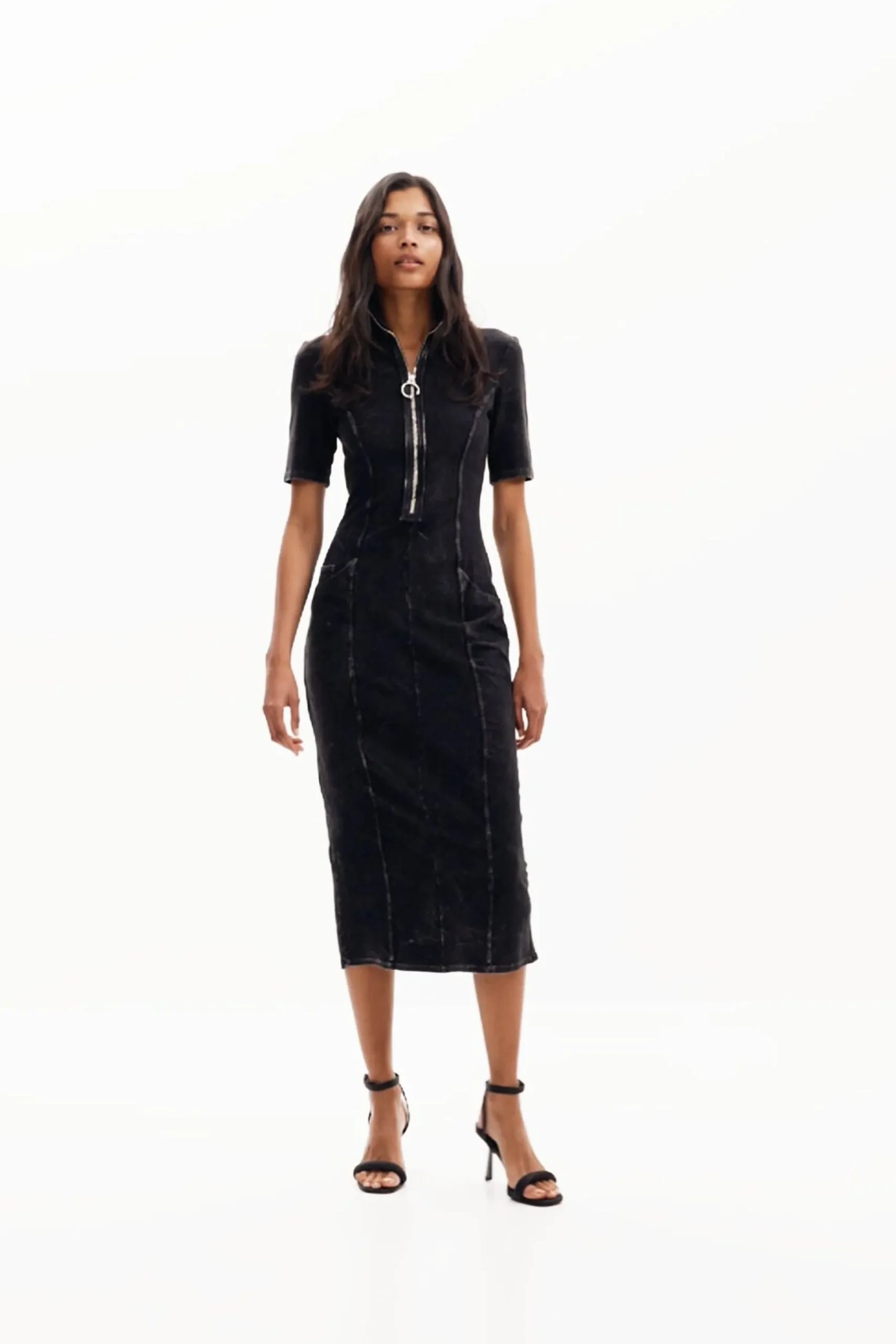 Denim midi dress