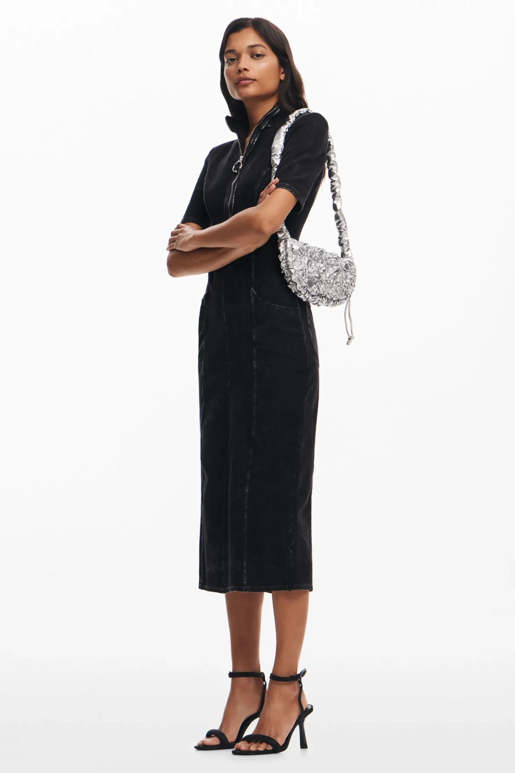 Denim midi dress