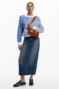Denim midi skirt