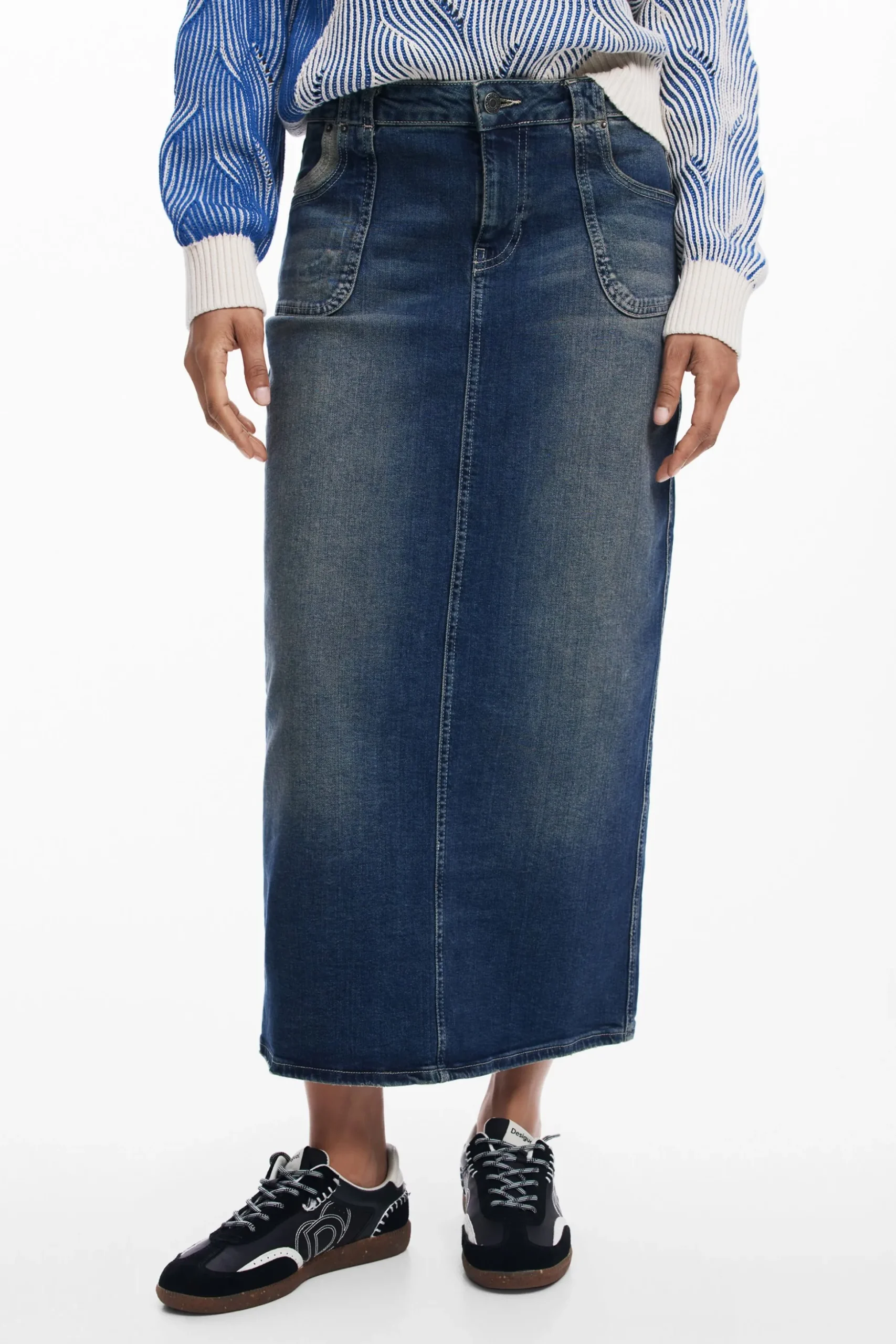 Denim midi skirt