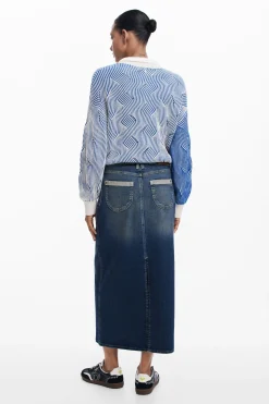 Denim midi skirt
