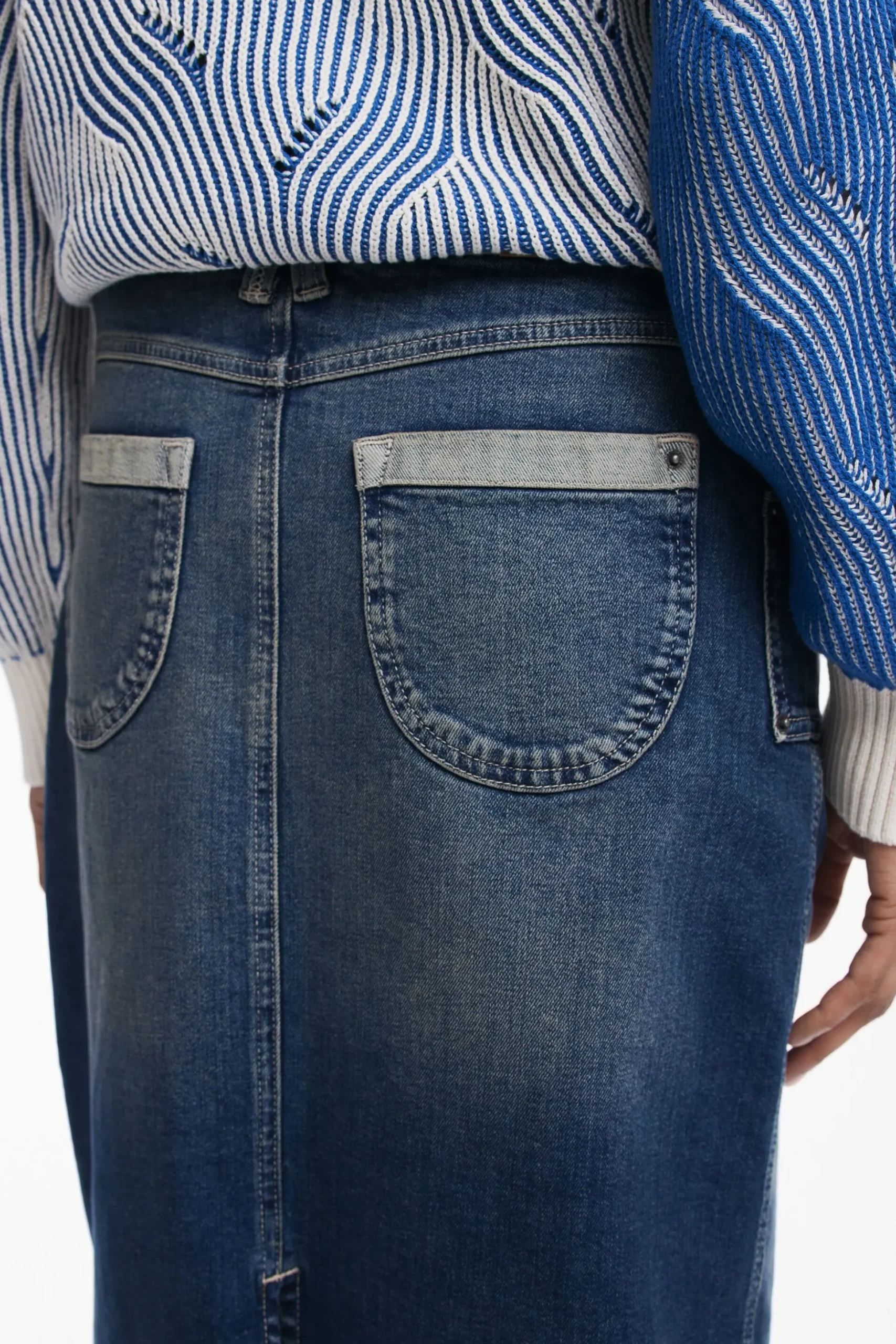 Denim midi skirt