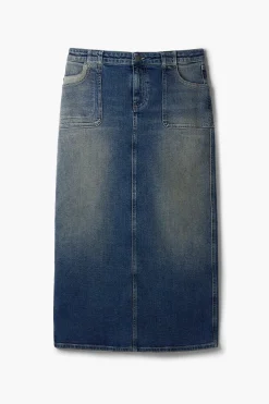 Denim midi skirt
