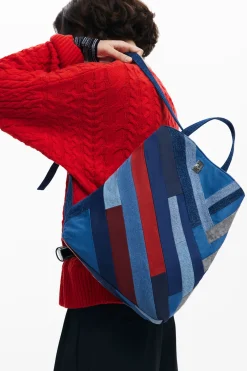 Denim patch backpack