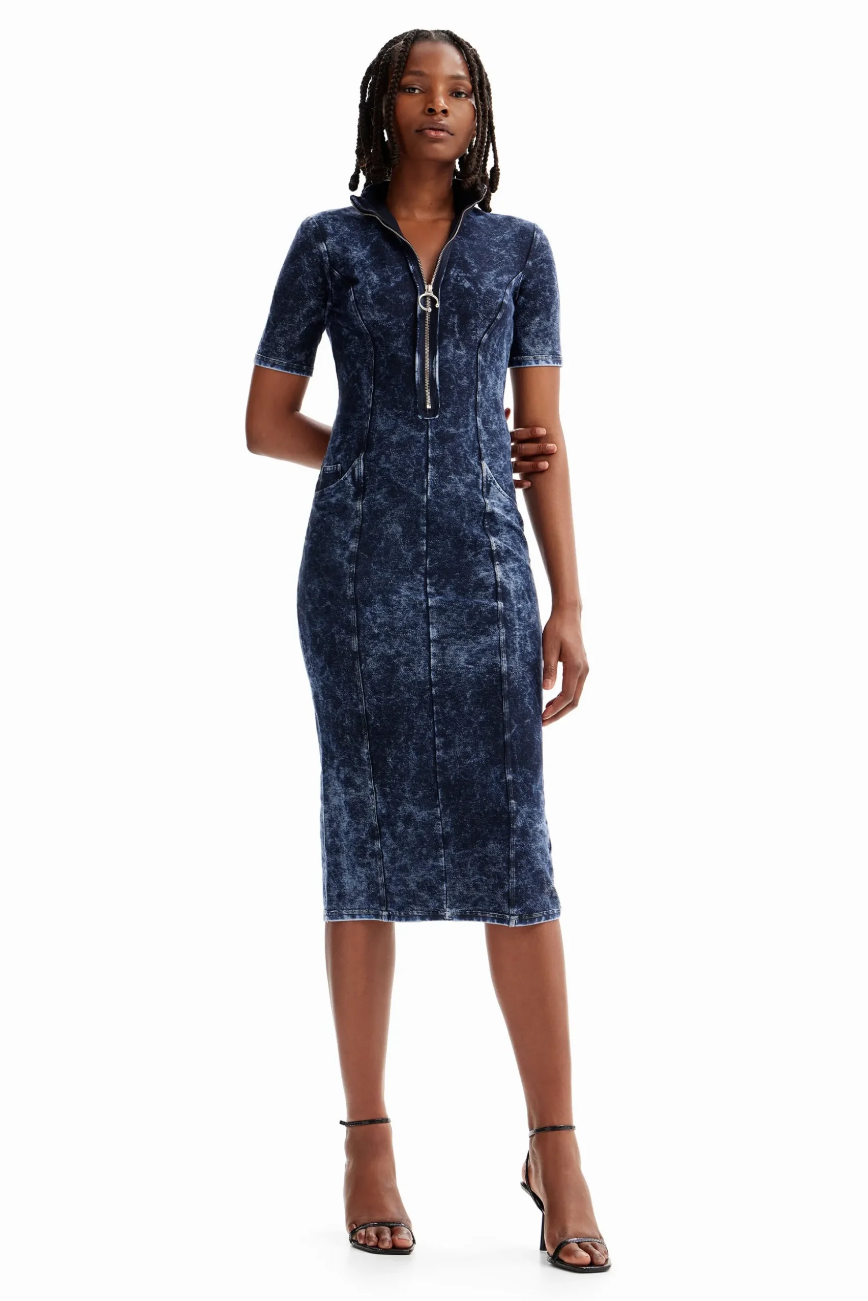 Denim-effect dress
