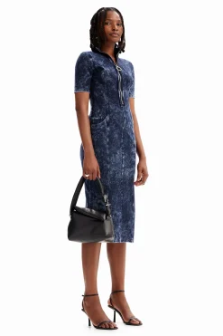 Denim-effect dress
