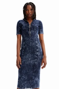 Denim-effect dress