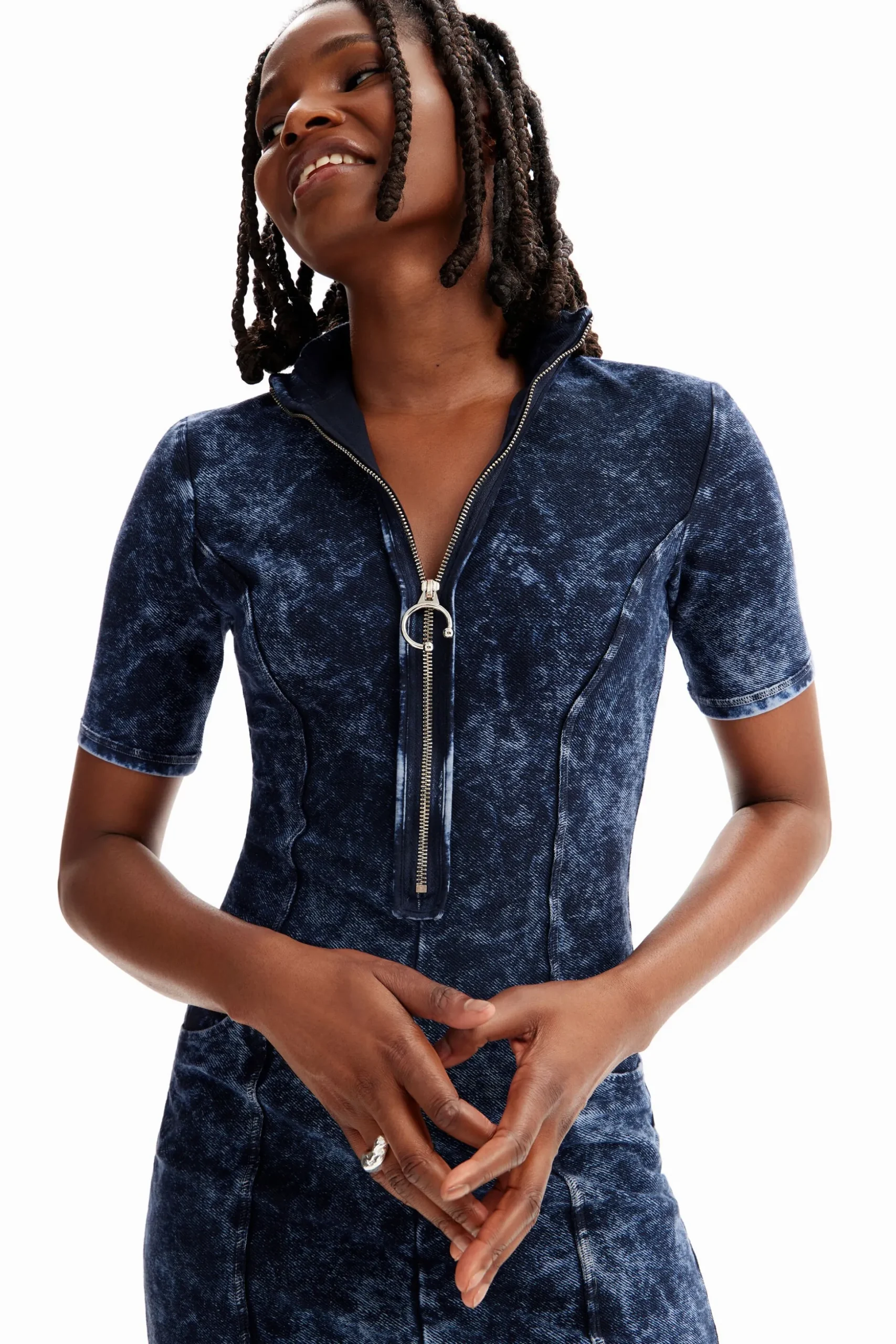 Denim-effect dress