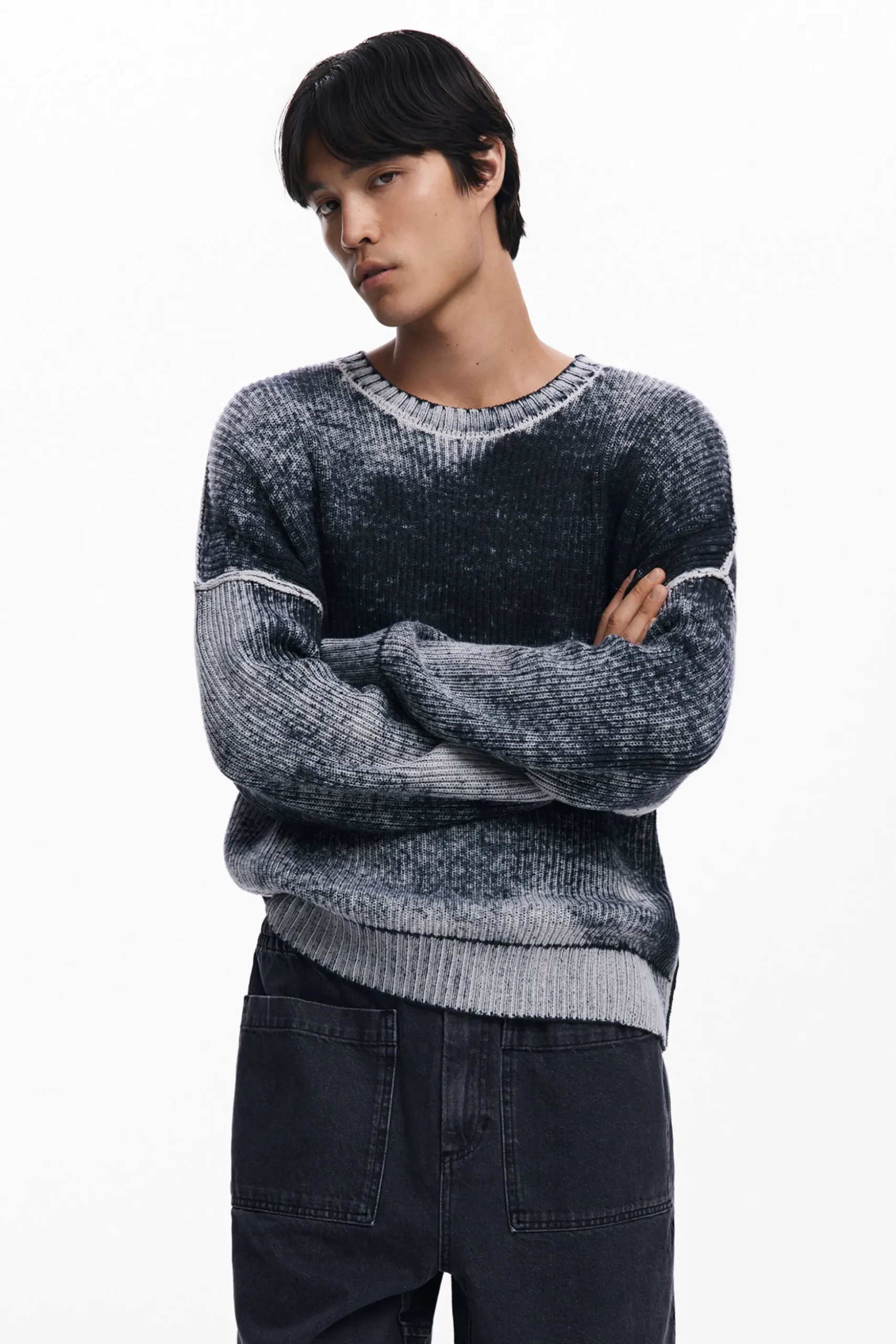 Distressed knit sweater