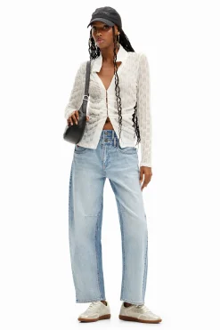 Double-waistband balloon jeans