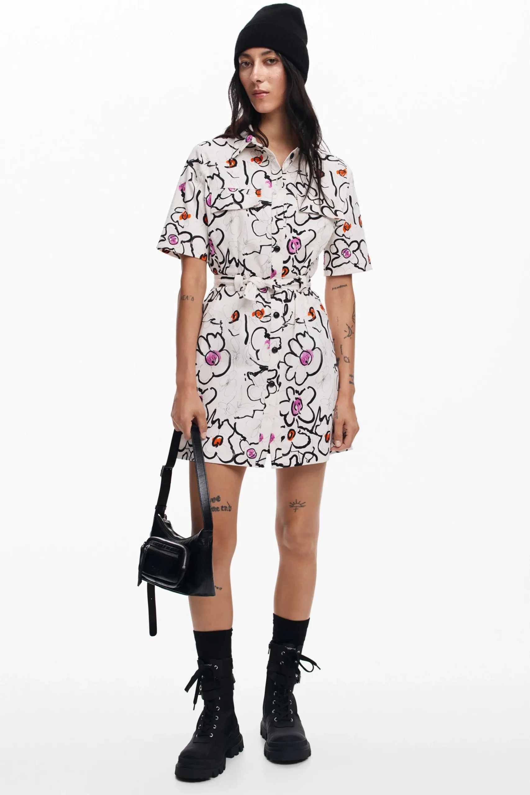 Dress with drawn flowers