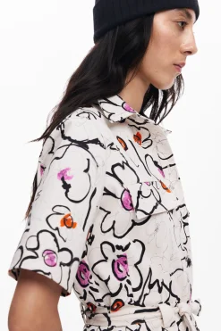 Dress with drawn flowers
