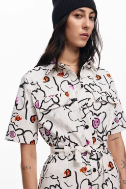 Dress with drawn flowers