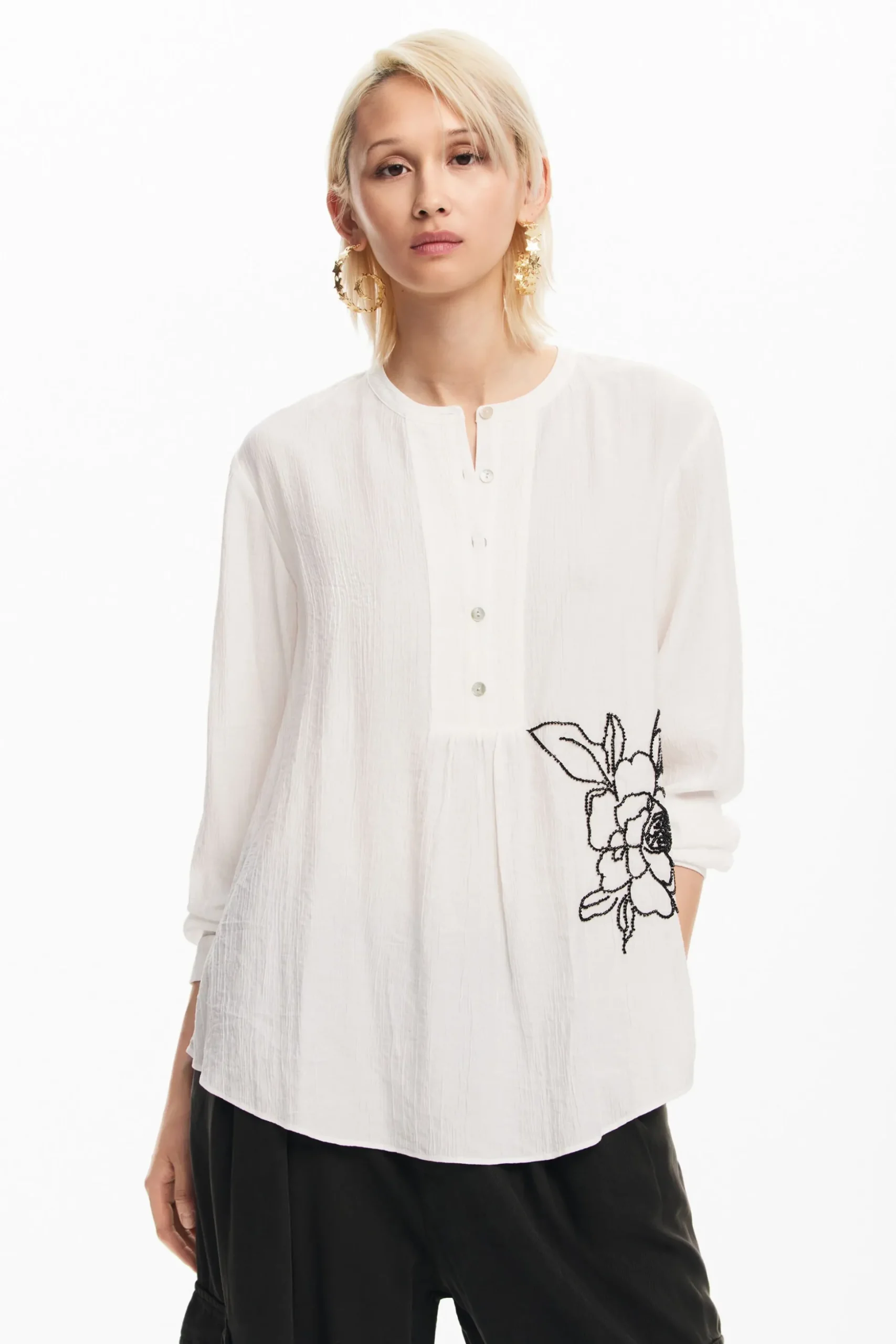 Embroidered flower blouse