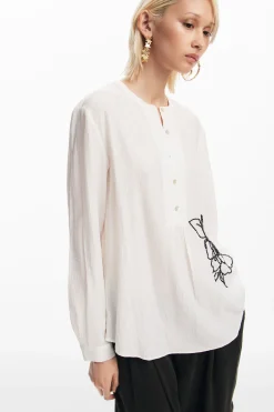 Embroidered flower blouse
