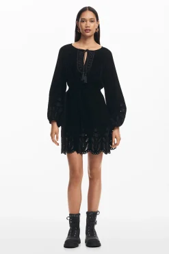 Embroidered mini dress